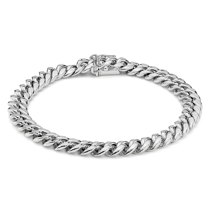 10k White Gold Classic Miami Cuban Bracelet/Anklet (Semi-Solid)