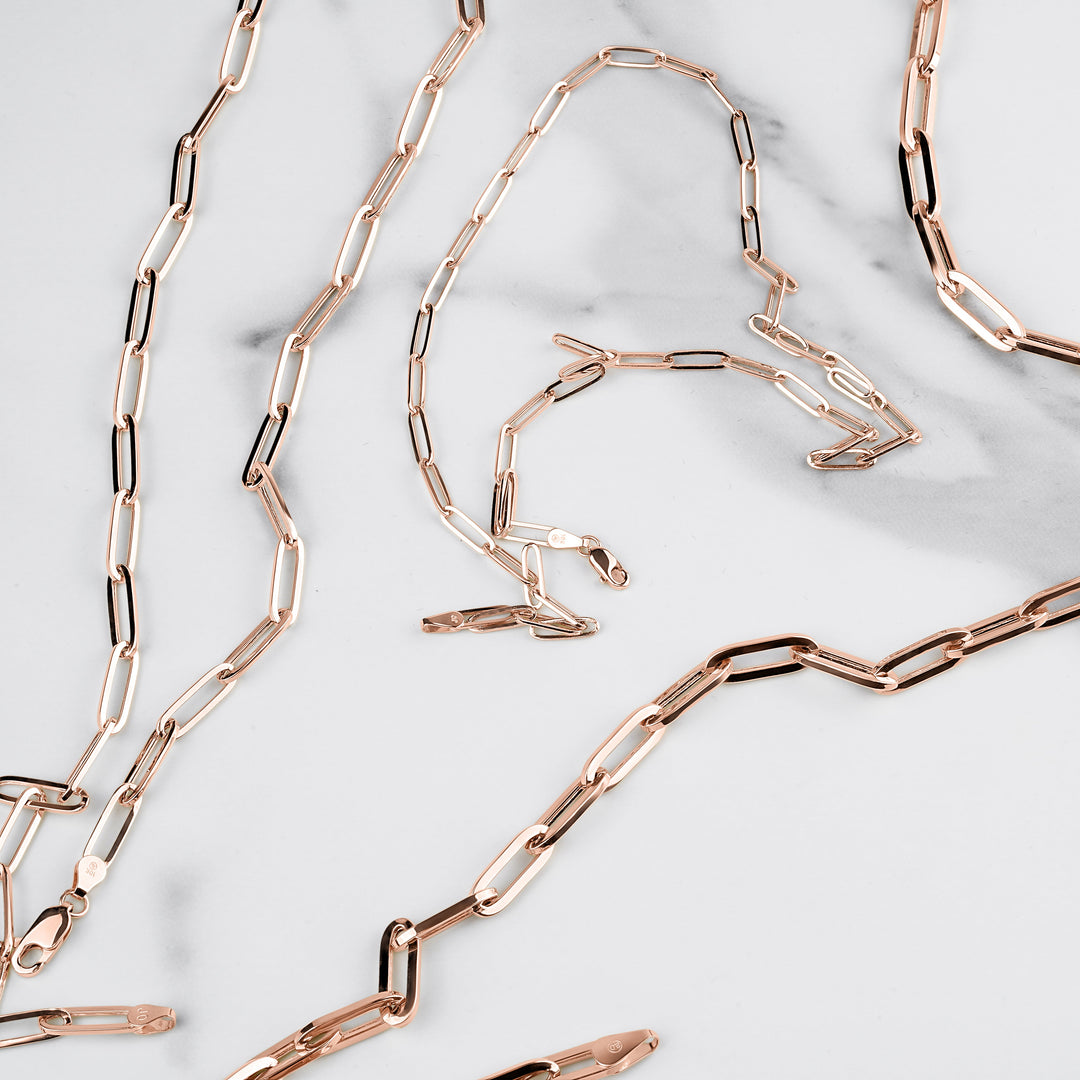 10k & 14k Rose Gold Fancy Paperclip Chain
