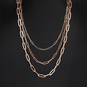 10k & 14k Rose Gold Fancy Paperclip Chain