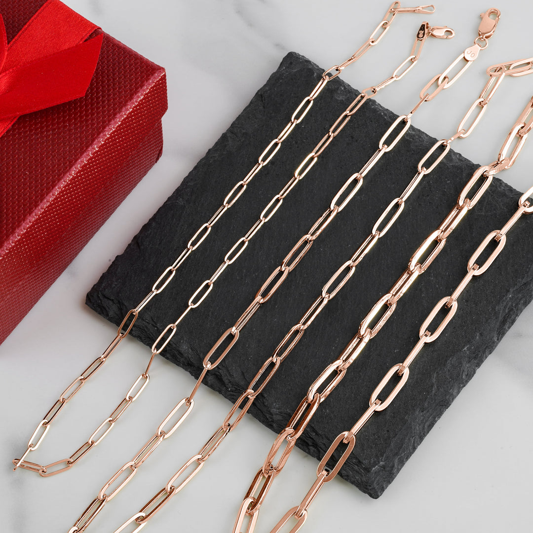 10k & 14k Rose Gold Fancy Paperclip Chain
