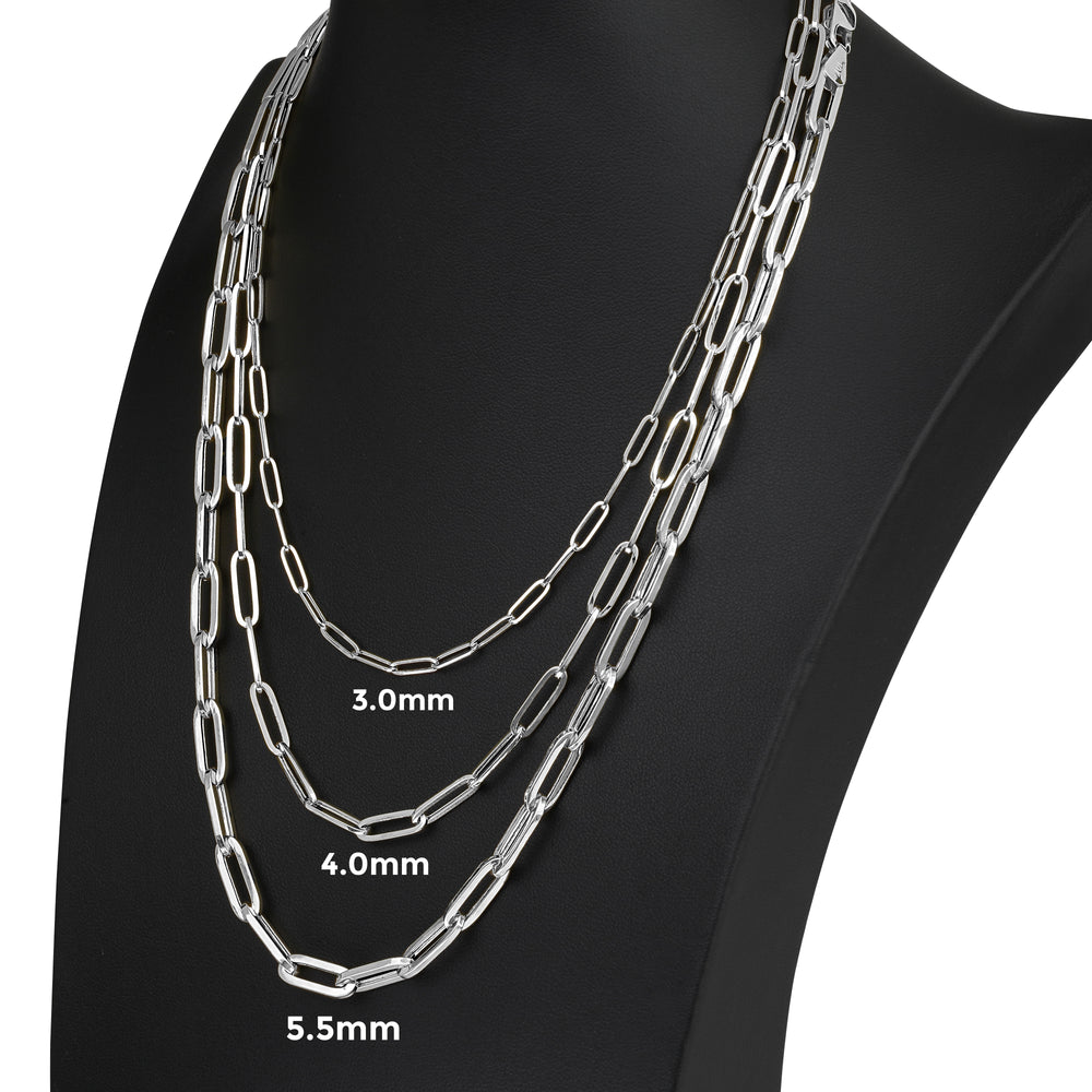 10k & 14k White Gold Fancy Paperclip Chain