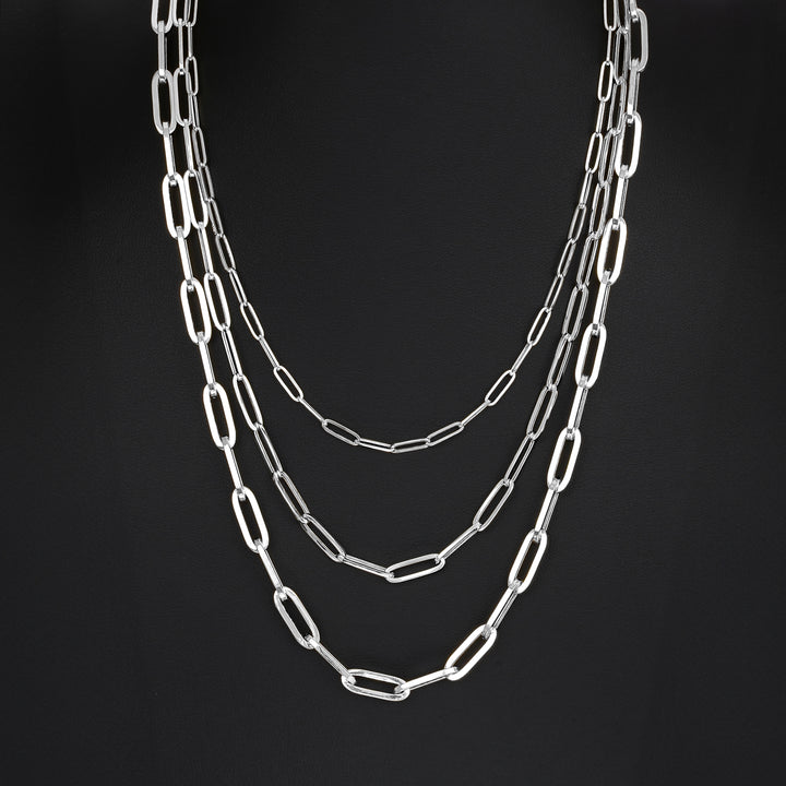 10k & 14k White Gold Fancy Paperclip Chain
