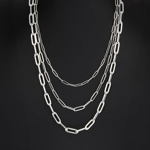 10k & 14k White Gold Fancy Paperclip Chain