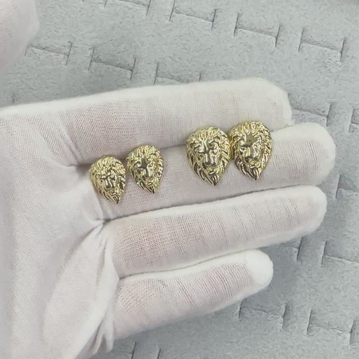 10k Gold Classic Lion Stud Earrings