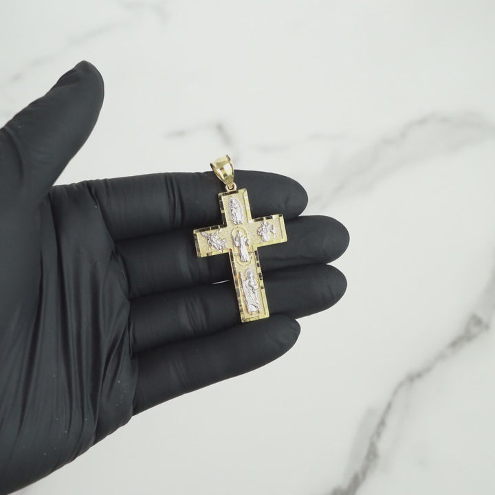 10k & 14k Gold Religious Two-Tone Cross Pendant